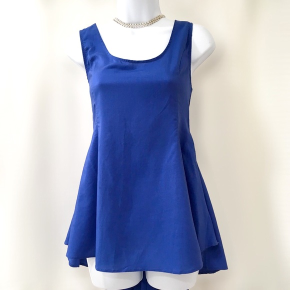 AKIRA Tops - Akira Chicago Royal Blue Sleeveless Peplum Top L
